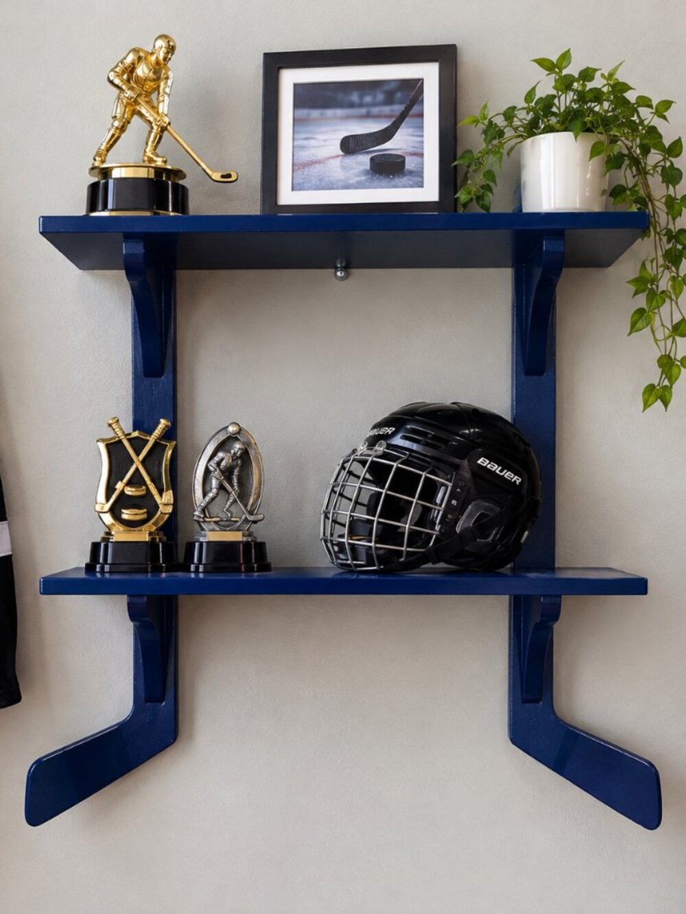 CUSTOM HANDMADE HOCKEY TROPHY / BOOK SHELF
